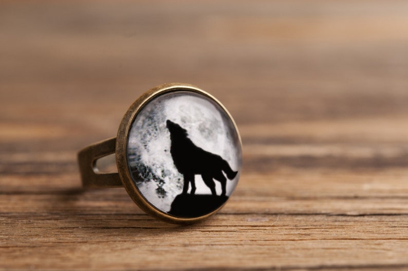 Wolf Jewelry Full Moon Ring Statement Ring Adjustable Ring | Etsy