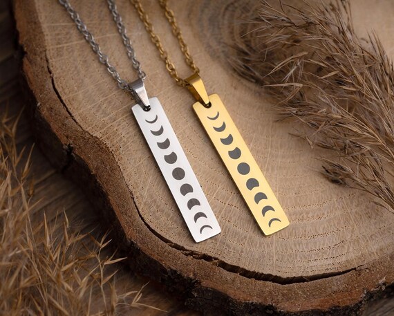 Full Moon Cycle Necklace for Layering, All Phases of the Moon