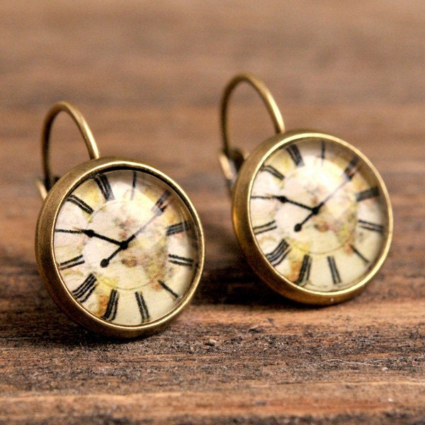 Clock Earrings Etsy