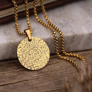 Collana con catena a scatola con mappa stellare personalizzata per fidanzato/fidanzata, regalo di anniversario, gioielli da uomo e da donna, regalo di compleanno personalizzato per lui/lei RP.2