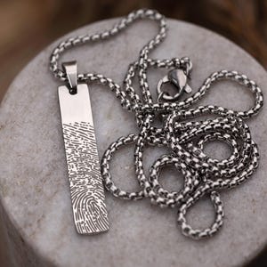 Keepsake Pendant With Actual Handwriting And Fingerprint, Personalized Thumbprint Necklace Memorial Gift For Men, Loss Of Dad, Father, C.2