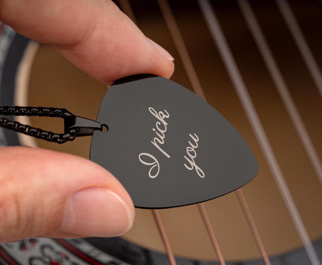 Custom Engraved Guitar Pick Necklace - Gift For Musician or Music
