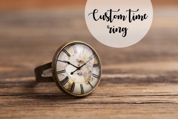 Custom time ring vintage clock ring personalized gift best | Etsy
