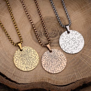 Collier en argent personnalisé carte des étoiles pour homme, cadeau d'anniversaire de petit ami, cadeau d'anniversaire pour lui, cadeau personnalisé de fête des pères pour papa, RP.2