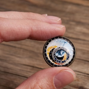 Astronomical Clock Lapel Pin, gift for men, boyfriend gift, father gift, birthday gift for him, Christmas gift, men birthday gift, mens gift image 3