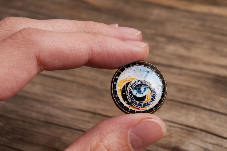 Astronomical Clock Lapel Pin, gift for men, boyfriend gift, father gift, birthday gift for him, Christmas gift, men birthday gift, mens gift image 3