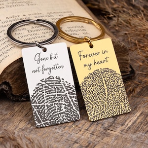 Memorial Fingerprint Keepsake Keychain, Bereavement Gift, In Memory Jewelry, Personalized Grief Remembrance Gift, Loss of Father, Mother C.2