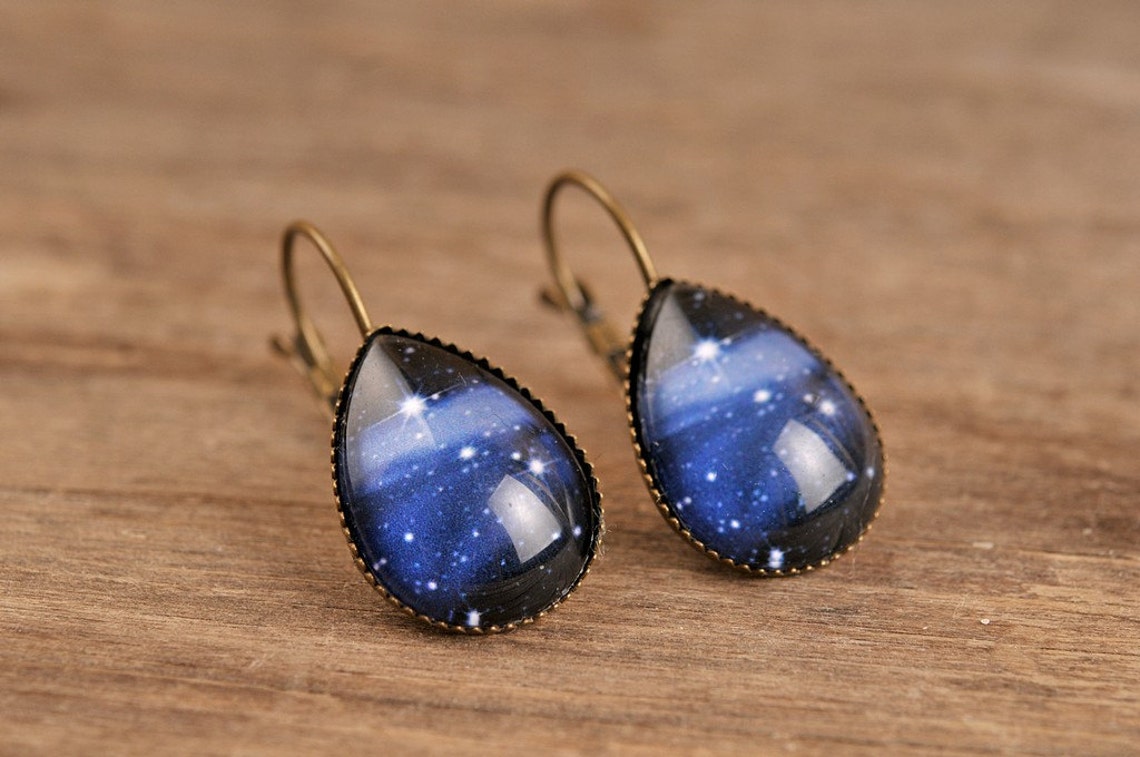 Milky Way Earrings Galaxy Earrings Tear Drop Earrings Etsy
