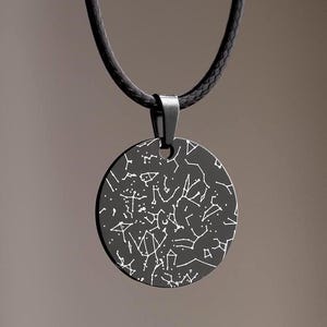 Personalized Star Map Necklace with Cord for Men - Custom Birthday Gift for Him - Boyfriend or Husband Anniversary Special Date Gift, RP.2
