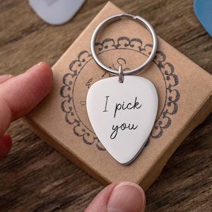Custom Guitar Pick Keychain, Gift For Music Lover, Personalized Gift For Him, Gift For Guitarist, Gift For Musician, Gift For Men, C.2