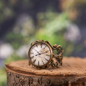 Clock Ring, Gift for Women, Adjustable Ring, Statement Ring, Gift for Her, Women, Sister, Friend, Mom, Vintage Ring, Not Real Clock, C.1
