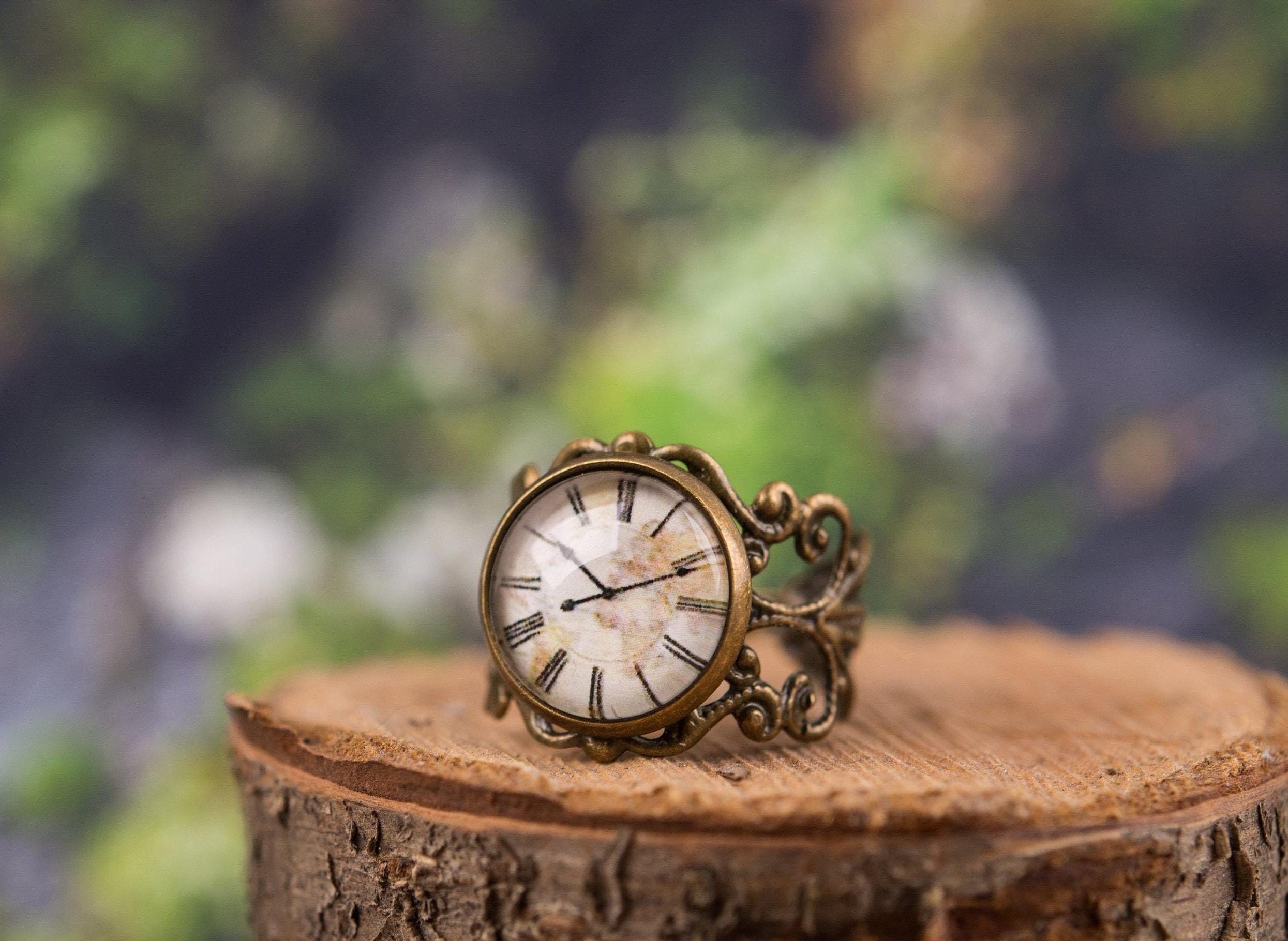 Clock Ring, Gift for Women, Adjustable Ring, Statement Ring, Gift 