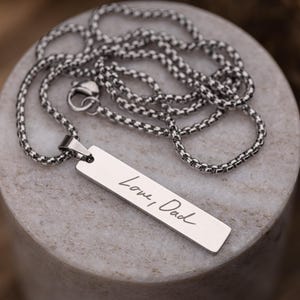 Memorial Necklace With Actual Handwritings And Fingerprint, Personalized Thumbprint Keepsake Pendant For Him, Men Gift, Loss Of Father, C.2