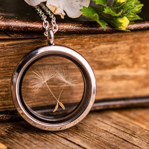 Real Dandelion Locket Necklace, Dandelion Seed Jewelry, Nature Amulet, Talisman, Medallion, Anniversary Birthday Gift For Her, For Women image 5