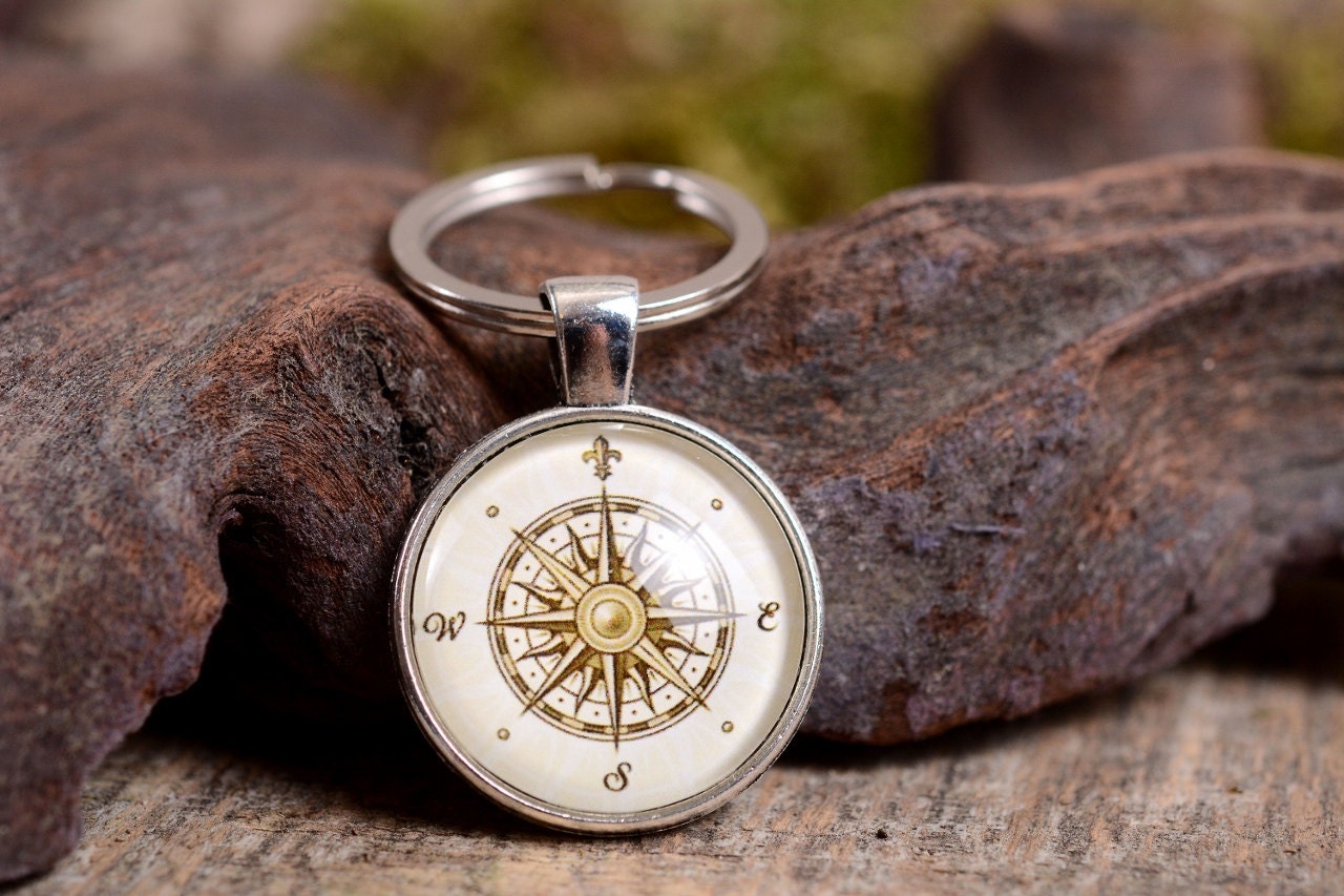 Keychain vintage compass keychain old compass keychain Etsy
