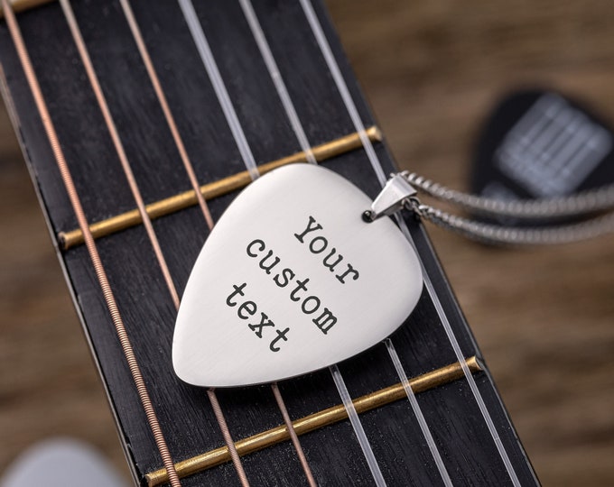 Personalized Guitar Pick Necklace, Gift For Guitarist, Gift For Musician, Music Lover Gift, Custom Gift For Boyfriend, Gift For Girlfriend