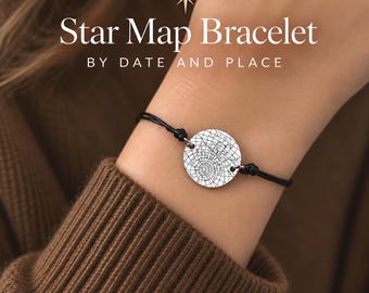 Gift for Girlfriend, Star Map Bracelet by Date and Place, Birthday Present for Her, Celestial  Jewelry, S-142