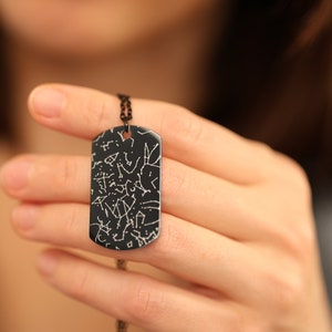 Personalized Night Sky Star Map Necklace, Heart Star Map Necklace For