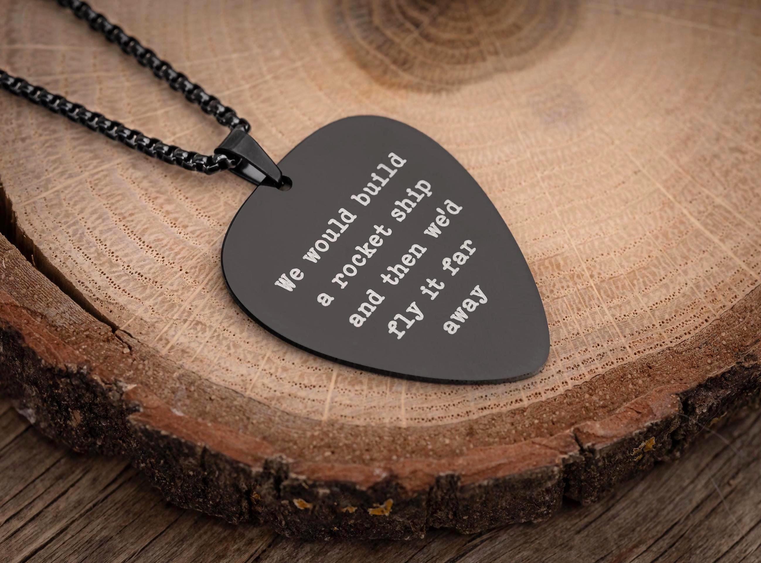 Personalized Guitar Pick Necklace For Him, Gift For Guitarist, Gift For Musician, Music Lover Gift, Custom Gift For Men, Boyfriend, KP.2/C.2