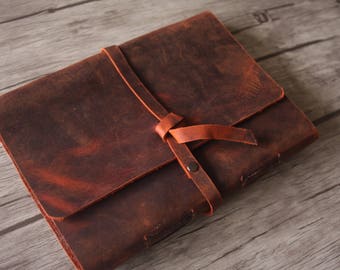 Personalized Leather Notebook, Rustic A5 Leather Journal Cover, Handmade A6 Leather Skestchbook, A4 Leather Wedding Guest Book