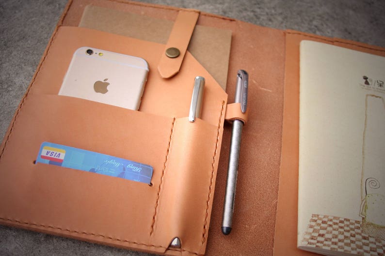 A5 Case Leather Portfolio ,Journal, iPad Pro Case, Field Notes Notebook Covers, B5 Planner, Credit Card Case Thick Italian Veg Tan Leather image 1