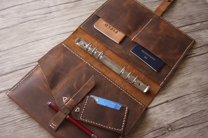 Leather Binders Leather Padfolio Women Organizer Case Etsy