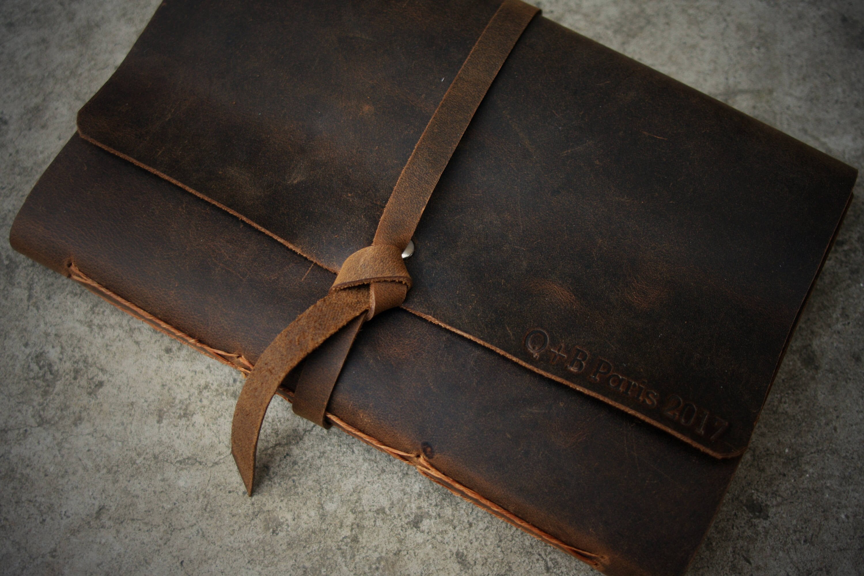 Custom Leather Photo Album Rustic Memory Leather Album Etsy