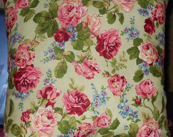 Pink Rose Pillow, 14 X 14 Decorative Pillow