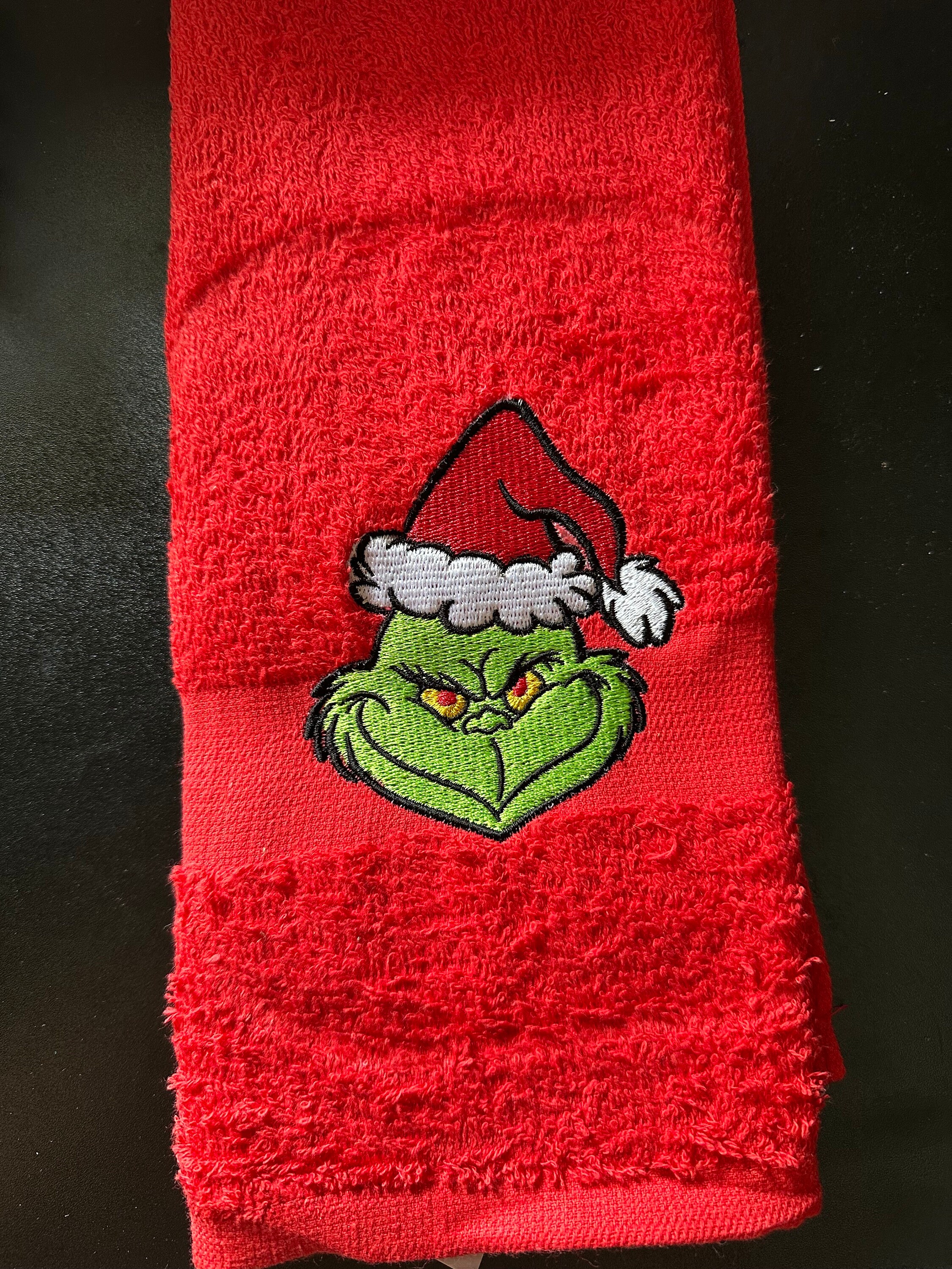 Grinch Hand Towel Decorative Towel Embroidered Kitchen Towel Grinch Towel Etsy