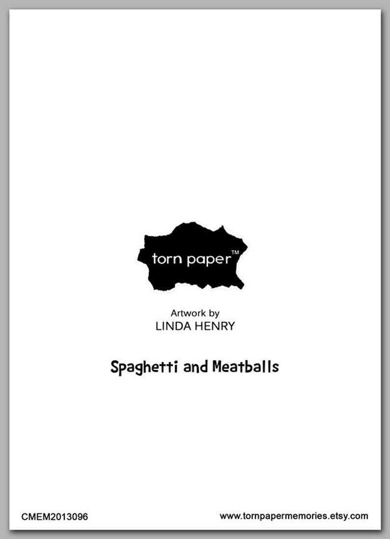 Spaghetti & Meatballs Greeting Card or Print With a Customcut Mat 1950