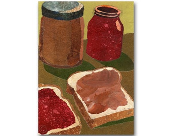 A Peanut Butter & Jelly Sandwich - NOSTALGIA CARD or PRINT for a Child's Room - Childhood Memories - Collage Art by Linda Henry (CMEM017)