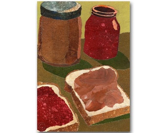 A Peanut Butter & Jelly Sandwich - NOSTALGIA CARD or Print  for a Child's Room - Childhood Memories -  (CMEM2013017)