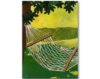 Backyard Hammock - Father's Day, Retirement, Summer Vacation, All-Occasion CARD or PRINT - Childhood Memories - Take it easy (CMEM2013019)