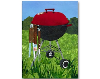 Backyard Barbecue Grill - Family Reunion - Picnic Invitation - Father's Day Card or Print - Create a Custom Invitation (CMEM2013022)