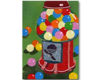 Gum Ball Machine - Vintage Card or Print - "Share the Memories" Collection - Child's Room Décor - Retro 1950's Nostalgia Art Print (CMEM059)