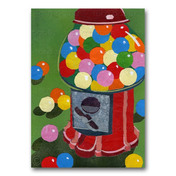 Gum Ball Machine - Vintage Card or Print - "Share the Memories" Collection - Child's Room - Retro 1950's Nostalgia Art Print (CMEM2013059)