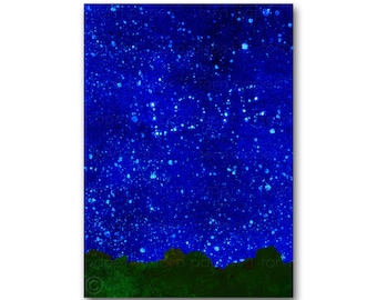 LOVE - Written in the Stars - Collage Art CARD or PRINT - True Love - Wedding - Engagement - Anniversary - Star Struck Romance (CMEM118)