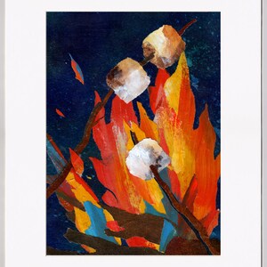 Roasting Marshmallows NOSTALGIA CARD or Print with a Free Mat Childhood Memories Camping 1950's Retro Art Card CMEM2013091 image 4