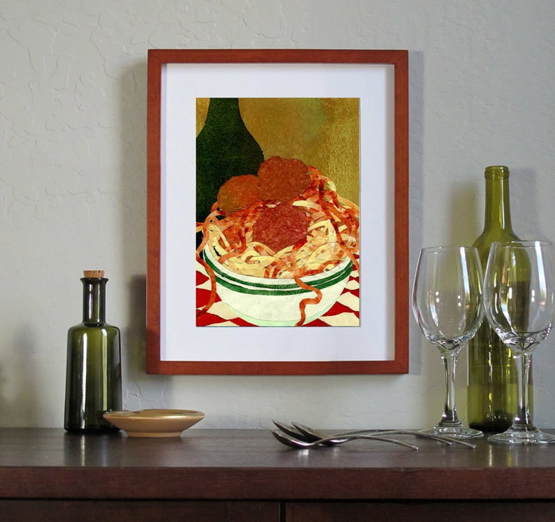 Spaghetti & Meatballs Greeting Card or Print with a Etsy