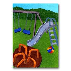 The Playground - Greeting Card or Print - Childhood Memories Collection - frame-able 1950&#39;s Retro Art Print for a Child&#39;s Room (CMEM102)