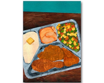 CENA DE TV, Tarjeta o impresión, Arte de collage de Linda Henry, Colección de recuerdos de la infancia, Todo americano, Arte retro vintage de los años 50 (CMEM114)
