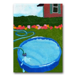 Pool Party Invitation - Greeting Card or Print for a Child&#39;s Room - Summertime Childhood Memories - Baby Pool - 1950&#39;s Retro Art (CMEM099)