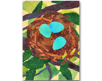 NIDO DE HUEVOS, Tarjeta 5 x 7, 2 tarjetas de notas o impresión mate, Celebración de primavera, Futura madre, Invitación para baby shower, Tarjeta de Pascua (CMEM109)