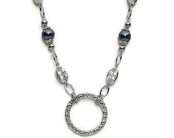 Collar con cordón de perlas de Swarovski: Porta credencial de trabajo Twilight Garden