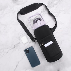 Water Bottle Holder, Neoprene Half Gallon Bottle Storage Sleeve Carrier Bag with Phone Pocket (Sleeve Only)