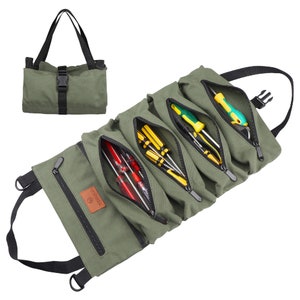 Roll Up Tool Pouch, Wrench Roll Up Bag Multi-Purpose Canvas Tool Roll Organizer Storage Bag