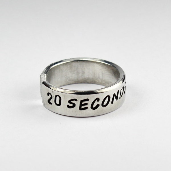 20 Seconds of Courage Ring, Movie Inspired Ring, Inspirational Jewelry, Hand Stamped Aluminum Cuff Ring 7 -1