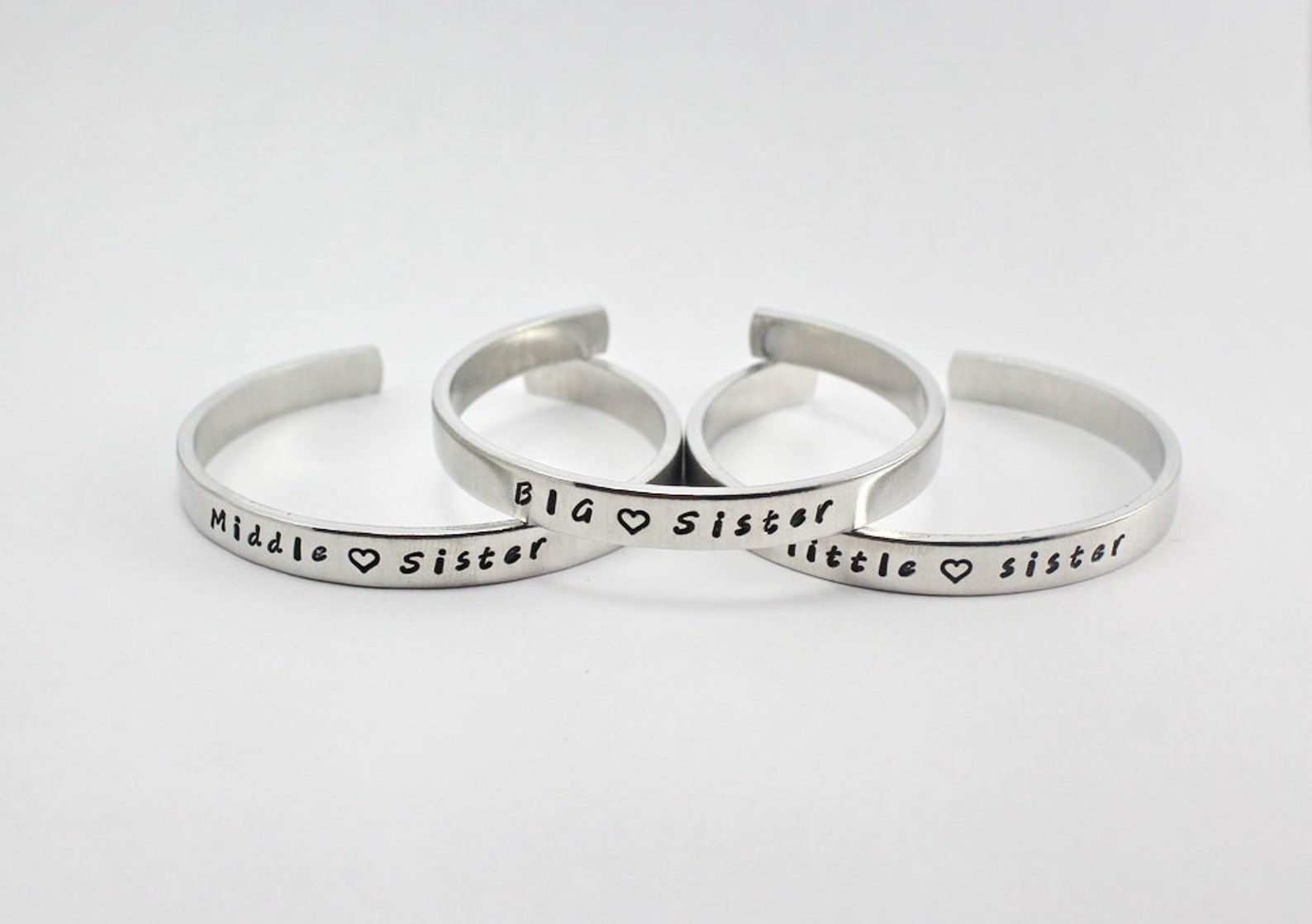 Big Sister Middle Sister Little Sister Cuff Bracelet Set | Etsy