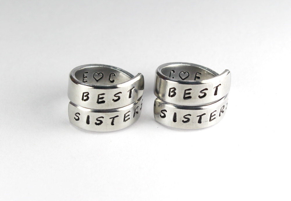 Personalized Best Sister Ring Set Sisters Match Rings BFF Etsy