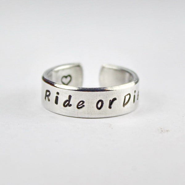 Ride or Die Ring, Love And Friendship Ring, Personalized Cuff Style Ring, Hand Stamped Friend Gift Ring 6-1, 8-1